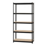 Lorell Iron Horse 2300 lb Capacity Riveted Shelving - 5 Shelf(ves) - 72" Height x 36" Width x 18" Depth - 30% Recycled - Black - Steel, Particleboard Product Image 