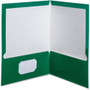 Oxford Letter Pocket Folder - 8 1/2" x 11" - 100 Sheets Capacity - 2 Pocket(s) - Green - Laminated, High Gloss, Soil Resistant, Moisture Resistant, Die-cut Product Image 