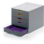 DURABLE VARICOLOR 5 - 5 Drawer(s) - 11" Height x 11.50" Width x 14" Depth - Label Holder, Stackable, Non-slip Feet - Gray - Acrylonitrile Butadiene Styrene (ABS) Product Image 