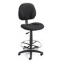 Boss Stand Up Fabric Drafting Stool with Foot Rest, Black - Black Seat Color - Crepe Fabric Seat Material - Black Back Color - BOPB1690BK Product Image 
