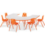 Jonti-Craft Berries Prism Horseshoe Student Table - Laminated Horseshoe-shaped, Teal Top - Four Leg Base - 4 Legs - Height Adjustable - 24" to 31" Adjustment - 66" Table Top Length x 60" Table Top Width x 1.13" Table Top Thickness - JNT6445JCA005 Product Image 
