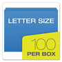 Pendaflex Double-Ply Reinforced Top Tab Colored File Folders, Straight Tabs, Letter Size, 0.75" Expansion, Blue, 100/Box View Product Image