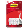 Command General Purpose Wire Hooks, Small, Metal, White, 0.5 lb Capacity, 3 Hooks and 4 Strips/Pack View Product Image