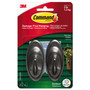 Command All Weather Hooks and Strips, Medium, Plastic, Slate, 3 lb Capacity, 2 Hooks and 4 Strips/Pack View Product Image