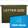 Pendaflex SureHook Hanging Pocket File, Letter Size, 1/5-Cut Tabs, Standard Green, 4/Pack View Product Image