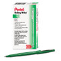 Pentel Rolling Writer Rollerball Pen, Stick, Medium 0.8 mm, Green Ink, Green Barrel, Dozen View Product Image