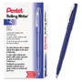 Pentel Rolling Writer Rollerball Pen, Stick, Medium 0.8 mm, Blue Ink, Blue Barrel, Dozen View Product Image