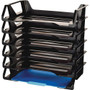 Officemate Achieva Side Loading Letter Trays - 6 Tier(s) - 15" Height x 15.13" Width x 8.88" Depth - Compact, Stackable, Handle, Portable - 30% Recycled - Black Product Image 