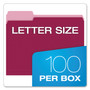 Pendaflex Colored File Folders, 1/3-Cut Tabs: Assorted, Letter Size, Burgundy/Light Burgundy, 100/Box (PFX15213BUR) View Product Image