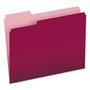 Pendaflex Colored File Folders, 1/3-Cut Tabs: Assorted, Letter Size, Burgundy/Light Burgundy, 100/Box (PFX15213BUR) View Product Image