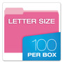 Pendaflex Colored File Folders, 1/3-Cut Tabs: Assorted, Letter Size, Pink/Light Pink, 100/Box (PFX15213PIN) View Product Image