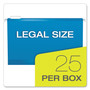 Pendaflex Extra Capacity Reinforced Hanging File Folders with Box Bottom w/ Tabs, 2" Capacity, Legal, 1/5-Cut Tabs, Asst Colors,25/BX View Product Image