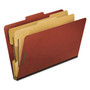 Pendaflex Six-Section Pressboard Classification Folders, 2" Expansion, 2 Dividers, 6 Fasteners, Legal Size, Red Exterior, 10/Box View Product Image