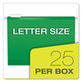Pendaflex Colored Reinforced Hanging Folders, Letter Size, 1/5-Cut Tabs, Bright Green, 25/Box View Product Image