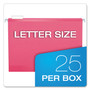 Pendaflex Colored Reinforced Hanging Folders, Letter Size, 1/5-Cut Tabs, Pink, 25/Box View Product Image