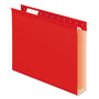 Pendaflex Extra Capacity Reinforced Hanging File Folders with Box Bottom, 2" Capacity, Letter Size, 1/5-Cut Tabs, Red, 25/Box (PFX4152X2RED) View Product Image