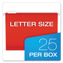 Pendaflex Extra Capacity Reinforced Hanging File Folders with Box Bottom, 2" Capacity, Letter Size, 1/5-Cut Tabs, Red, 25/Box (PFX4152X2RED) View Product Image