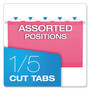 Pendaflex Colored Reinforced Hanging Folders, Legal Size, 1/5-Cut Tabs, Pink, 25/Box View Product Image