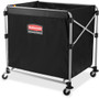 Rubbermaid Commercial 8-Bushel Collapsible X-Cart - 220 lb Load Capacity - 35.70" Length x 24.10" Width x 34.60" Height - Stainless Steel Frame - Black Product Image 