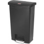 Rubbermaid Commercial Slim Jim Black 13G Front Step Can - 13 gal Capacity - 28.3" Height x 11.5" Width - Resin, Plastic, Poly - Black Product Image 