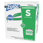 Ziploc Resealable Sandwich Bags, 1.2 mil, 6.5" x 6", Clear, 500/Box (SJN682255) View Product Image