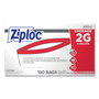 Ziploc Double Zipper Storage Bags, 2 gal, 1.75 mil, 15" x 13", Clear, 100/Carton (SJN682253) View Product Image