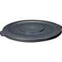 Rubbermaid Commercial BRUTE Self-Draining Flat Top Lid, for 32 gal Round BRUTE Containers, 22.25" Diameter, Gray (RCP263100GY) View Product Image