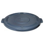Rubbermaid Commercial BRUTE Self-Draining Flat Top Lids, 24.5" Diameter x 1.5h, Gray View Product Image