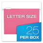 Pendaflex Colored Hanging Folders, Letter Size, 1/5-Cut Tabs, Pink, 25/Box View Product Image