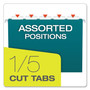 Pendaflex Colored Hanging Folders, Letter Size, 1/5-Cut Tabs, Teal, 25/Box View Product Image