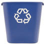 Rubbermaid Commercial Deskside Recycling Container, Medium, 28.13 qt, Plastic, Blue View Product Image