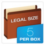 Pendaflex Premium Reinforced Expanding File Pockets, 5.25" Expansion, Letter Size, Red Fiber, 5/Box View Product Image