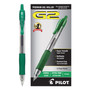 Pilot G2 Premium Gel Pen, Retractable, Extra-Fine 0.5 mm, Green Ink, Smoke/Green Barrel, Dozen View Product Image