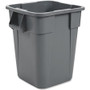 Rubbermaid Commercial Brute Square Container - 40 gal Capacity - Square - Rounded Corner, Snap Lock, Handle, Smooth, Easy to Clean - 28.8" Height x 27" Width x 23.3" Depth - Gray Product Image 
