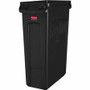 Rubbermaid Commercial Slim Jim 23-Gallon Vented Waste Container - 23 gal Capacity - Rectangular - Durable, Handle - 30" Height x 11" Width x 22" Depth - Plastic Product Image 