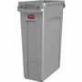 Rubbermaid Commercial Slim Jim 23-Gallon Vented Waste Container - 23 gal Capacity - Rectangular - Durable, Handle - 30" Height x 11" Width x 22" Depth - Gray Product Image 