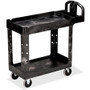 Rubbermaid Commercial HD 2-Shelf Utility Cart with Lipped Shelf (Small) - 2 Shelf - 500 lb Load Capacity - 4 Casters - 5" Caster Size - Resin Product Image 