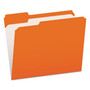 Pendaflex Double-Ply Reinforced Top Tab Colored File Folders, 1/3-Cut Tabs: Assorted, Letter Size, 0.75" Expansion, Orange, 100/Box View Product Image