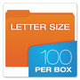 Pendaflex Double-Ply Reinforced Top Tab Colored File Folders, 1/3-Cut Tabs: Assorted, Letter Size, 0.75" Expansion, Orange, 100/Box (PFXR15213ORA) View Product Image