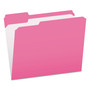 Pendaflex Double-Ply Reinforced Top Tab Colored File Folders, 1/3-Cut Tabs: Assorted, Letter Size, 0.75" Expansion, Pink, 100/Box View Product Image