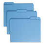 Smead Reinforced Top Tab Colored File Folders, 1/3-Cut Tabs: Assorted, Letter Size, 0.75" Expansion, Blue, 100/Box View Product Image
