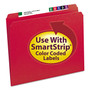 Smead Reinforced Top Tab Colored File Folders, Straight Tabs, Letter Size, 0.75" Expansion, Red, 100/Box View Product Image