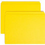 Smead Colored Straight Tab Cut Letter Recycled Top Tab File Folder - 8 1/2" x 11" - 3/4" Expansion - 11 pt. - 2 Plys - Yellow Product Image 