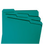 Smead Reinforced Top Tab Colored File Folders, 1/3-Cut Tabs: Assorted, Letter Size, 0.75" Expansion, Teal, 100/Box View Product Image