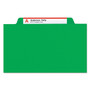 Smead Top Tab Classification Folders, Four SafeSHIELD Fasteners, 2" Expansion, 1 Divider, Letter Size, Green Exterior, 10/Box View Product Image