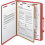 Smead Four-Section Pressboard Top Tab Classification Folders, Four SafeSHIELD Fasteners, 1 Divider, Letter Size, Bright Red, 10/Box View Product Image
