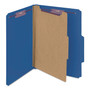 Smead Four-Section Pressboard Top Tab Classification Folders, Four SafeSHIELD Fasteners, 1 Divider, Letter Size, Dark Blue, 10/Box View Product Image