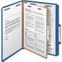 Smead Four-Section Pressboard Top Tab Classification Folders, Four SafeSHIELD Fasteners, 1 Divider, Letter Size, Dark Blue, 10/Box View Product Image