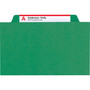 Smead Four-Section Pressboard Top Tab Classification Folders, Four SafeSHIELD Fasteners, 1 Divider, Letter Size, Green, 10/Box (SMD13733) View Product Image