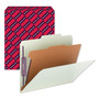 Smead Pressboard Classification Folders, Four SafeSHIELD Fasteners, 2/5-Cut Tabs, 1 Divider, Letter Size, Gray-Green, 10/Box View Product Image